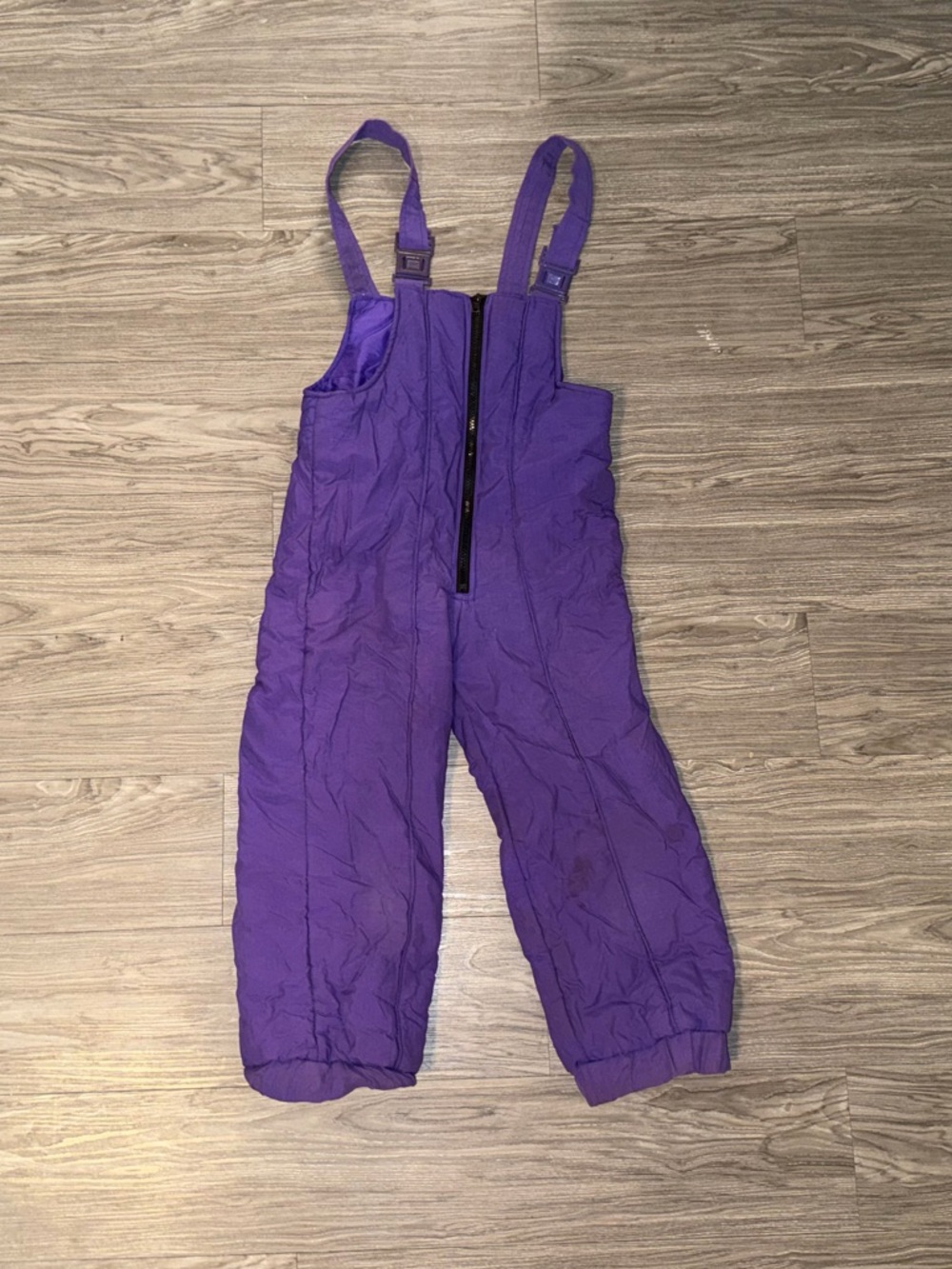 Vntg 90s Youth Snow Bib Full Zip Body Ski Suit Unisex Sz M Purple Overalls Snow